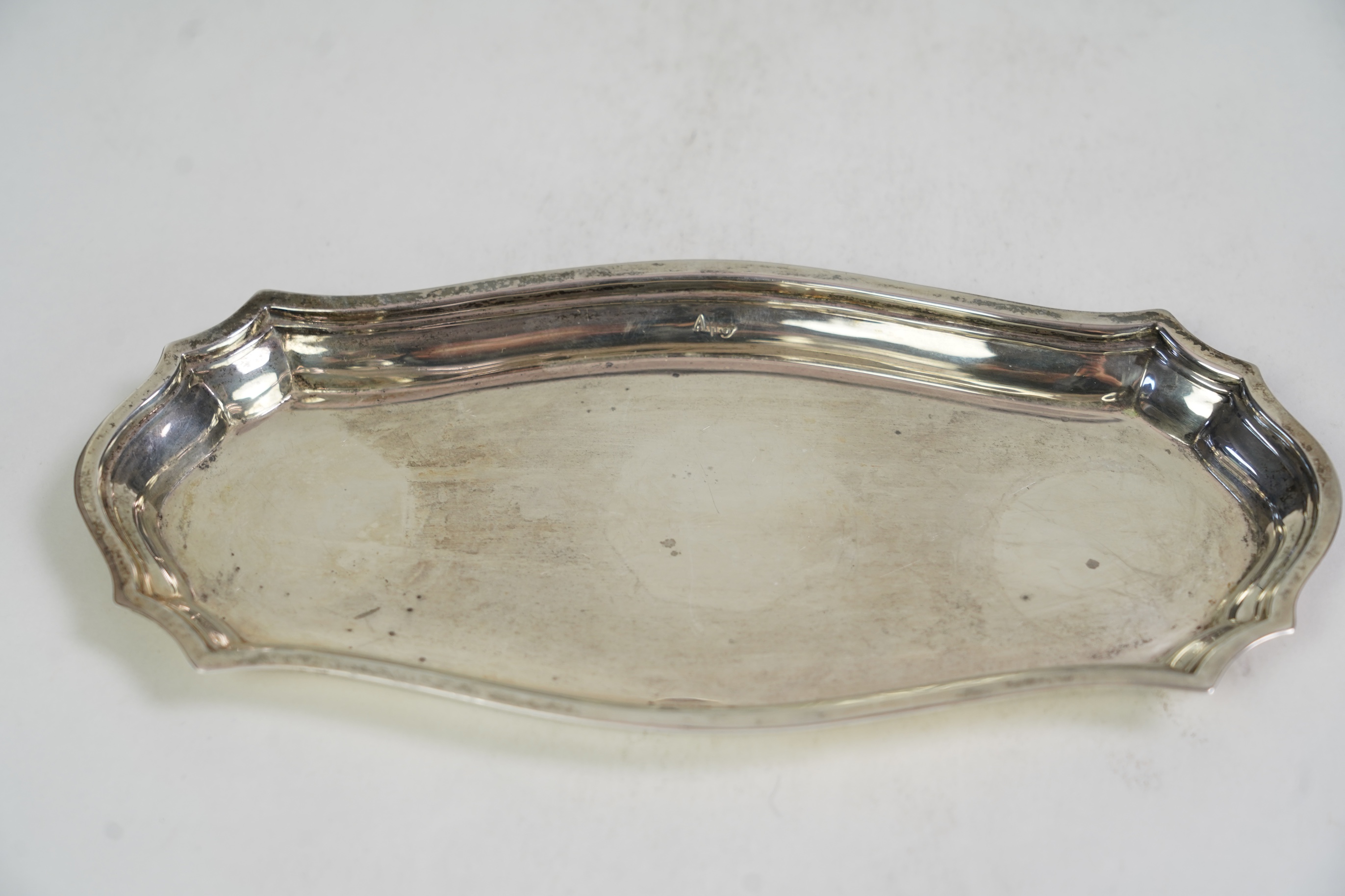 An Elizabeth II Asprey & Co silver three piece condiment set on stand
